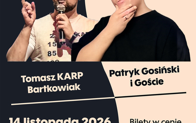 Plakat przedstawiający wykonawców stand - up.