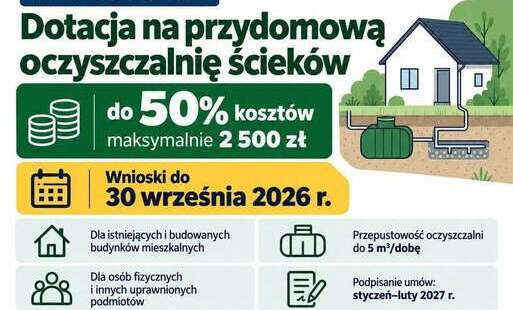 na zdjęciu informacja o naborze wniosków na przydomowe oczyszczalnie